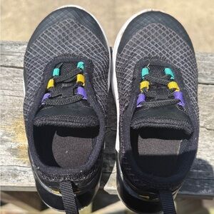 Nike Kids Sneakers Black with Purple and Yellow Accents